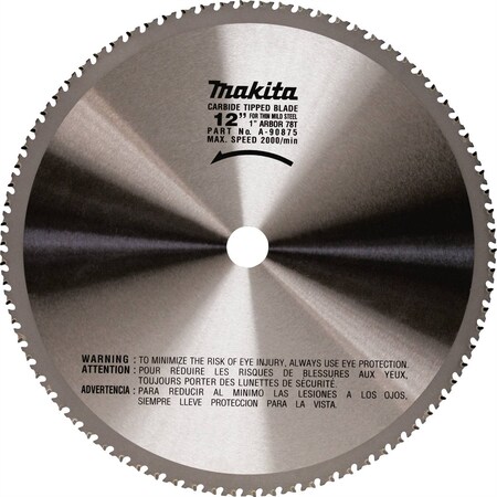 Makita 12" 78T Carbide Tipped Saw Blade, Ferrous Metal, Thin Gauge A-90875